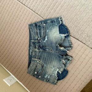 American Eagle Blue Distressed Jean Shorts